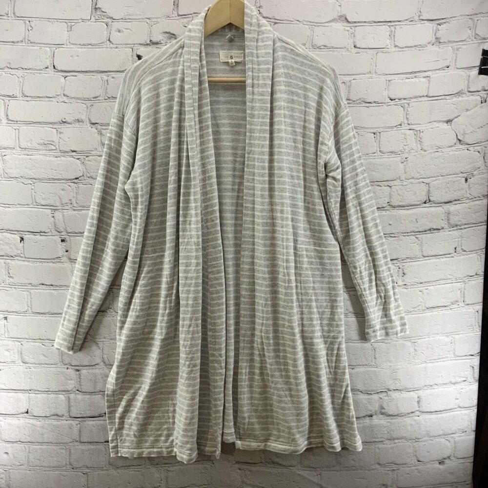 Lou And Gray Duster‎ Sweater Womens Sz S Gray White Stripes